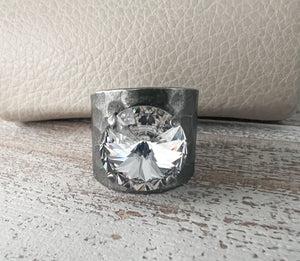 Antique Silver Hammered Dome Ring